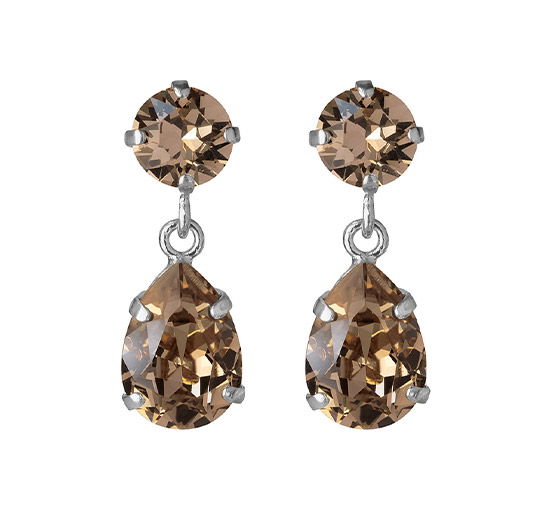 Greige - Mini Drop Earrings Crystal Rhodium