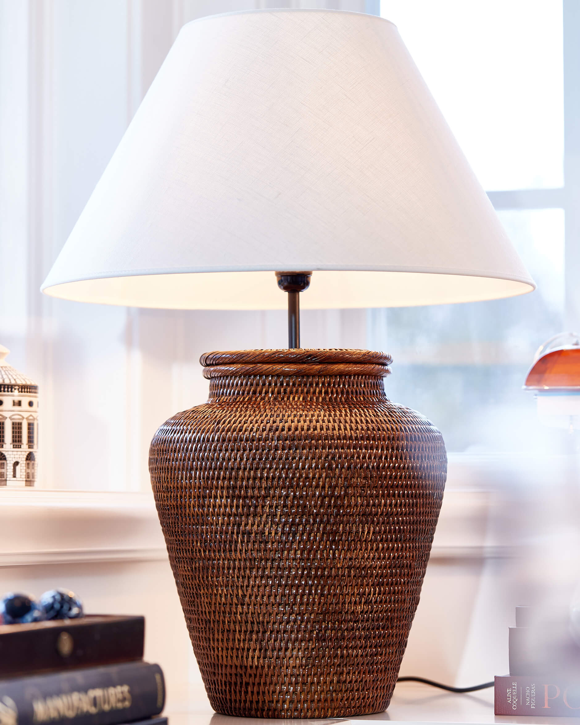 Cognac bordslampa rotting S