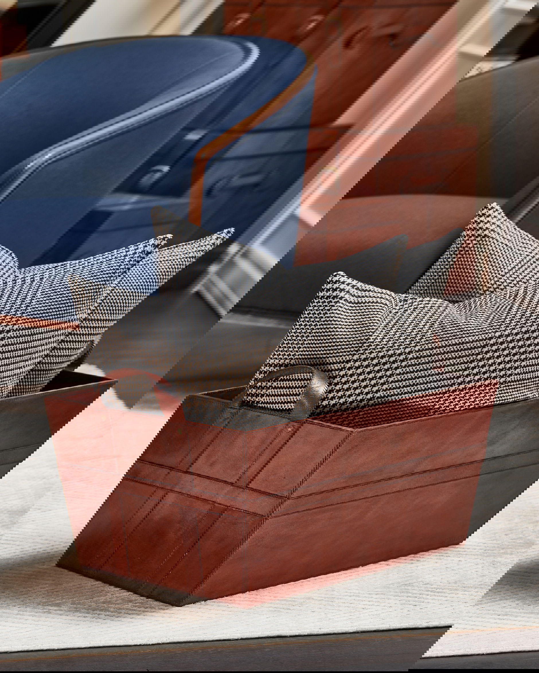 Kensington tidningskorg läder large