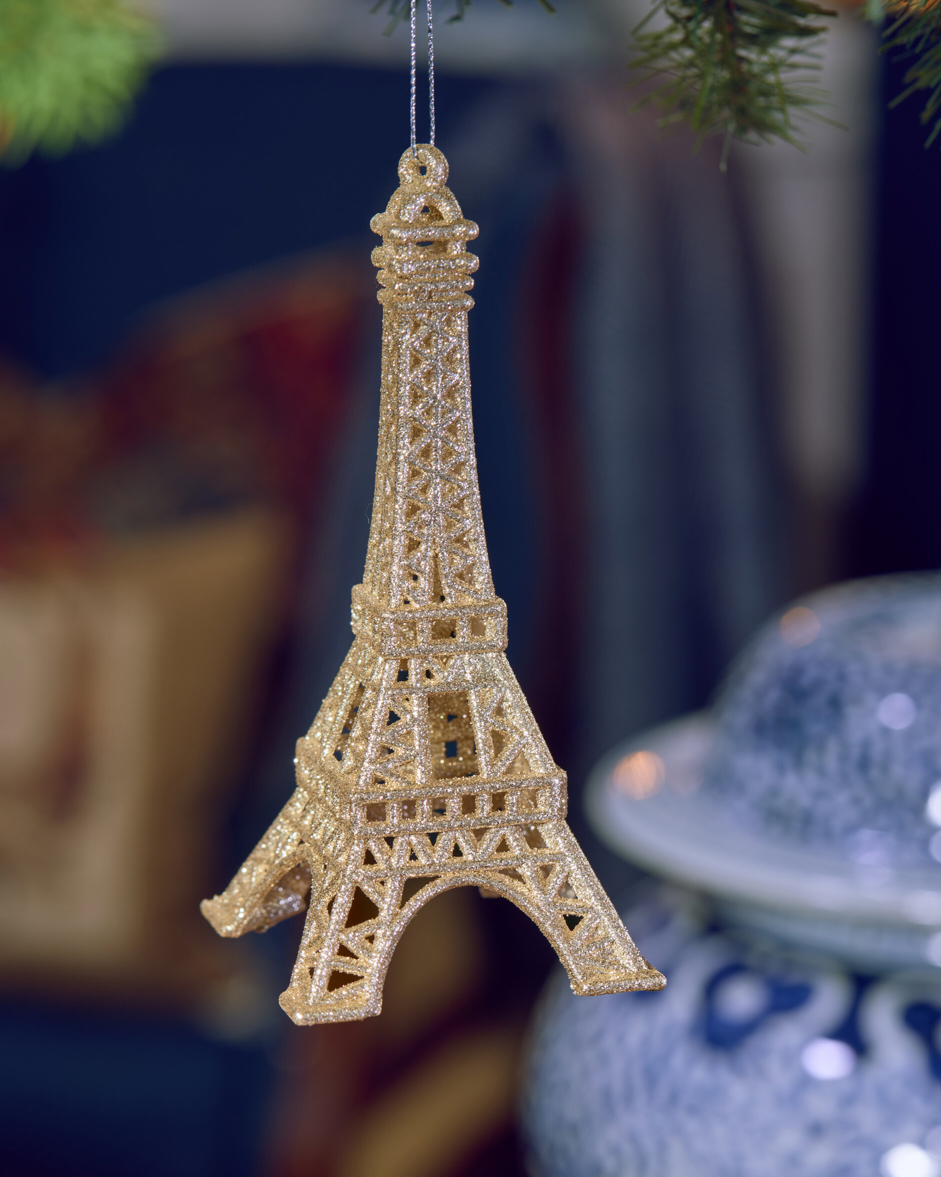 Eiffel Tower Christmas Ornament Champagne