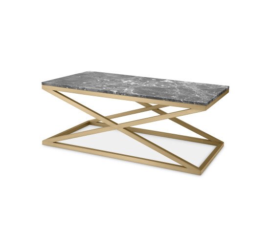 Geborsteld messing - Criss Cross coffee table brushed brass