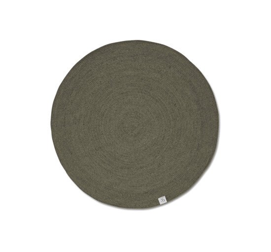 Dark Green - Merino Rug Round Granite
