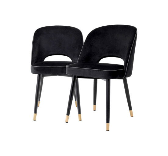 Roche Black Velvet - Cliff Dining Chairs Savona Grey Velvet Set of 2