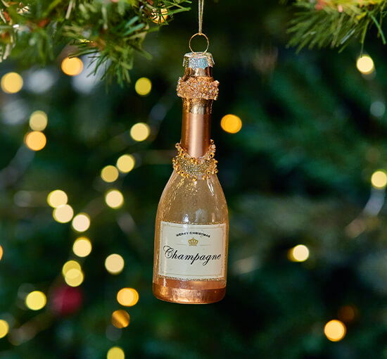 null - Laila Champagne Bottle Ornament Black