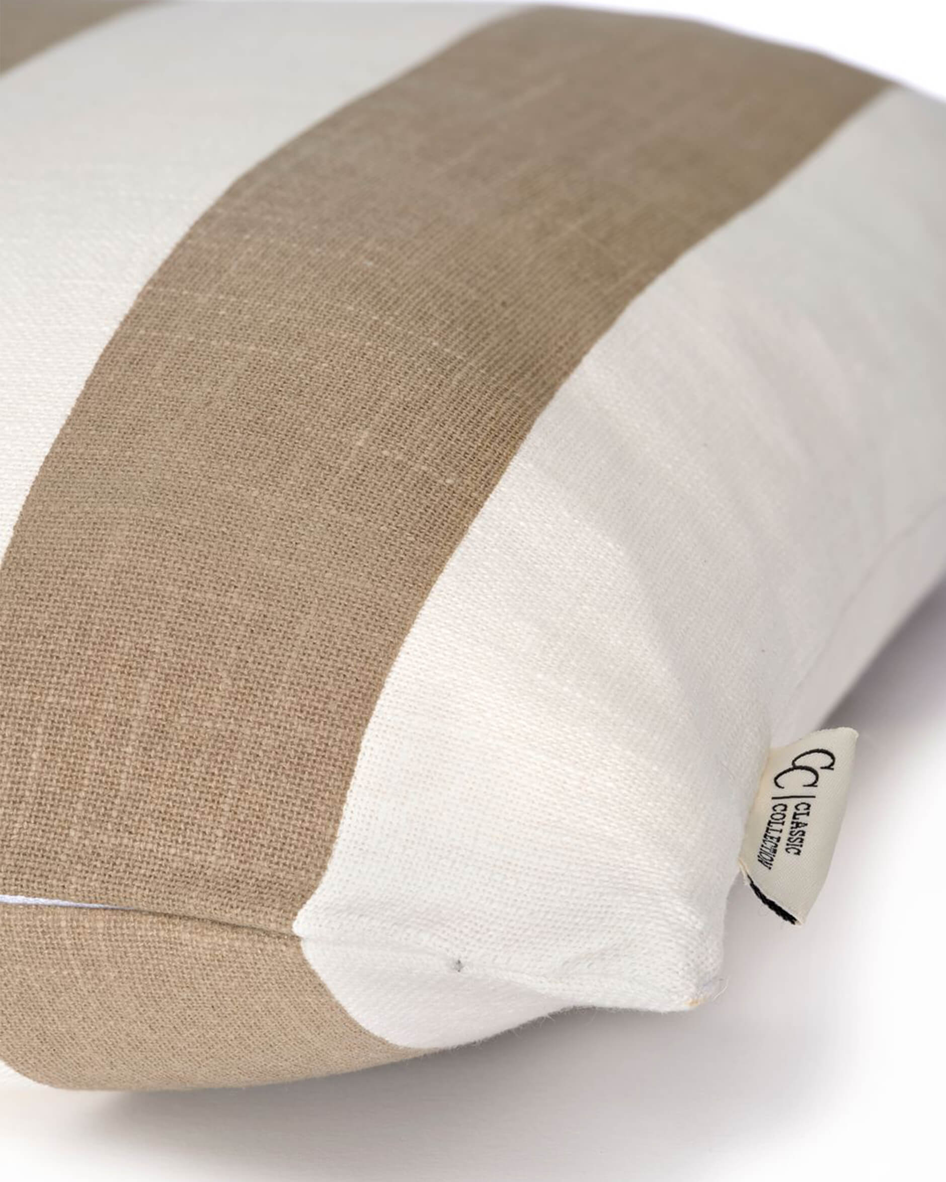 Striped kuddfodral beige