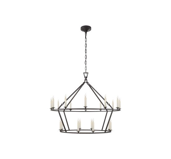 null - Darlana Large Two-Tiered Ring Chandelier Gilded Iron