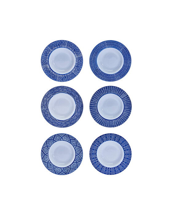 Capri Azzurra djupa tallrikar blå/vit 6-pack