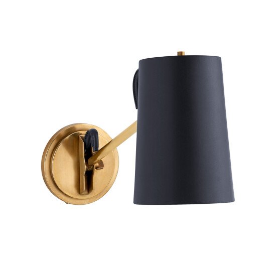 Natural Brass/Navy Leather - Benton Single Library Sconce Polished Nickel/Chocolate Leather