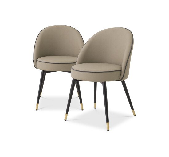 Beige faux leather - Cooper dining chair dark grey velvet set of 2