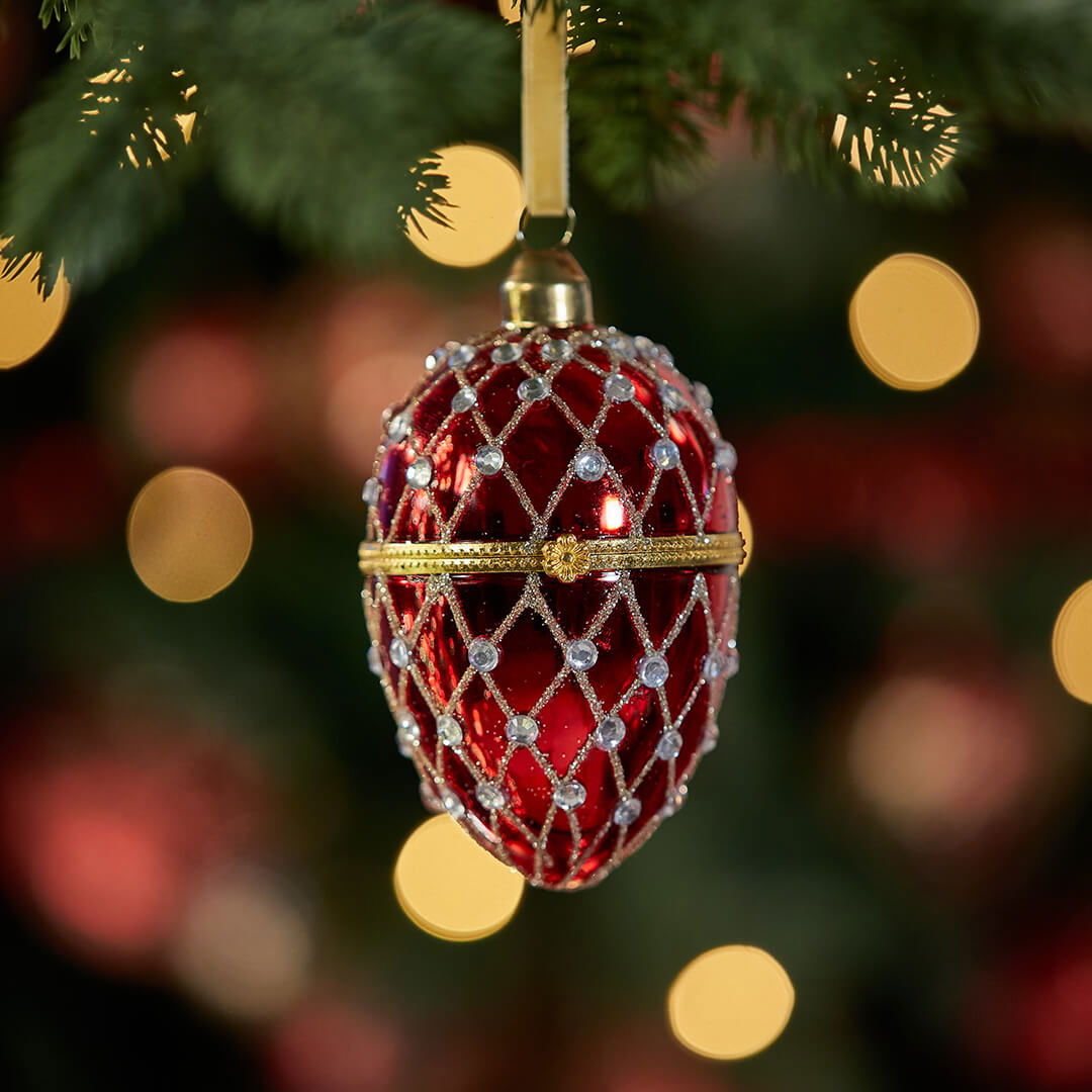 Elizabeth Fabergé Egg Christmas Tree Decoration Red