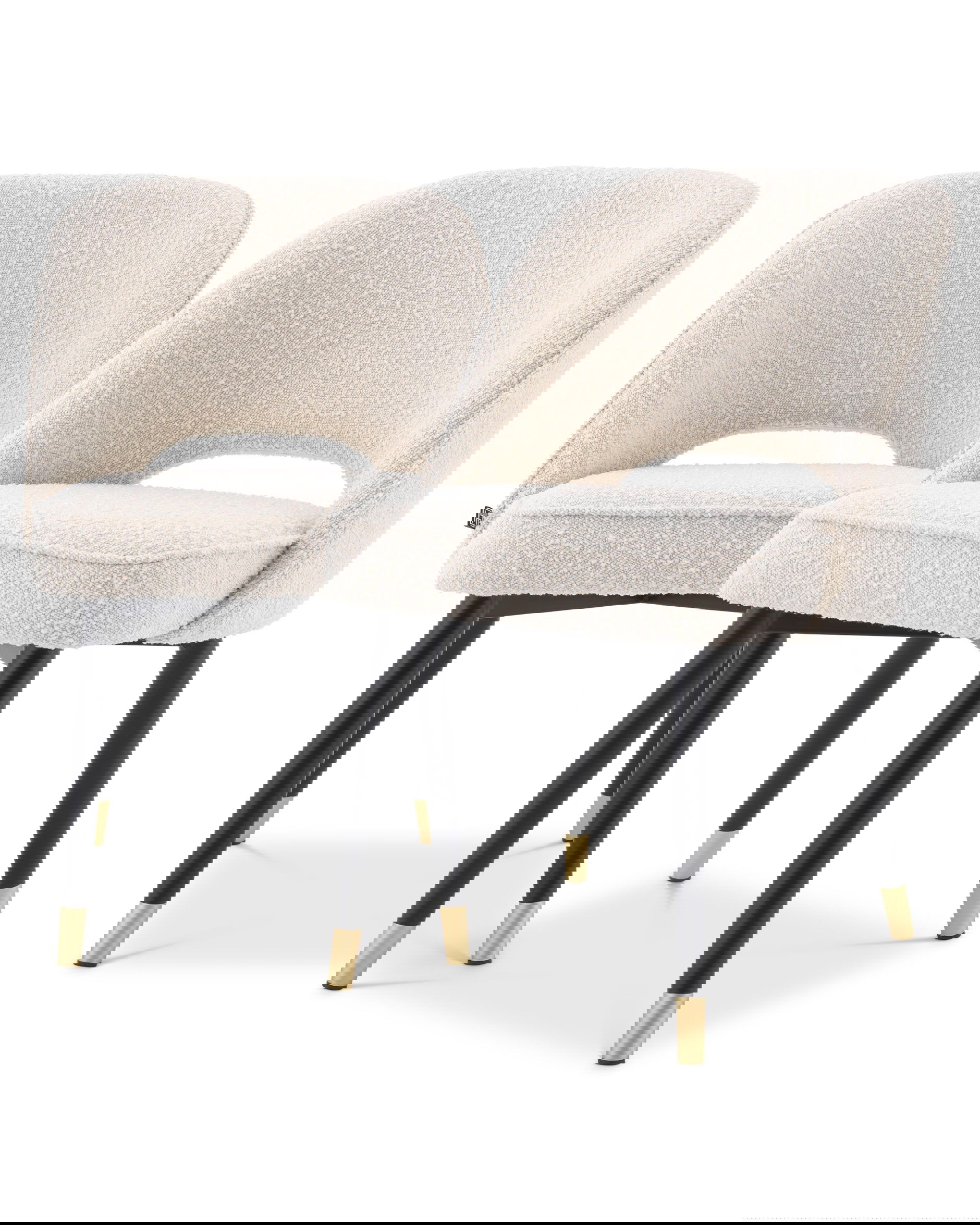 Cliff Dining Chair Bouclé Cream Set of 2 OUTLET