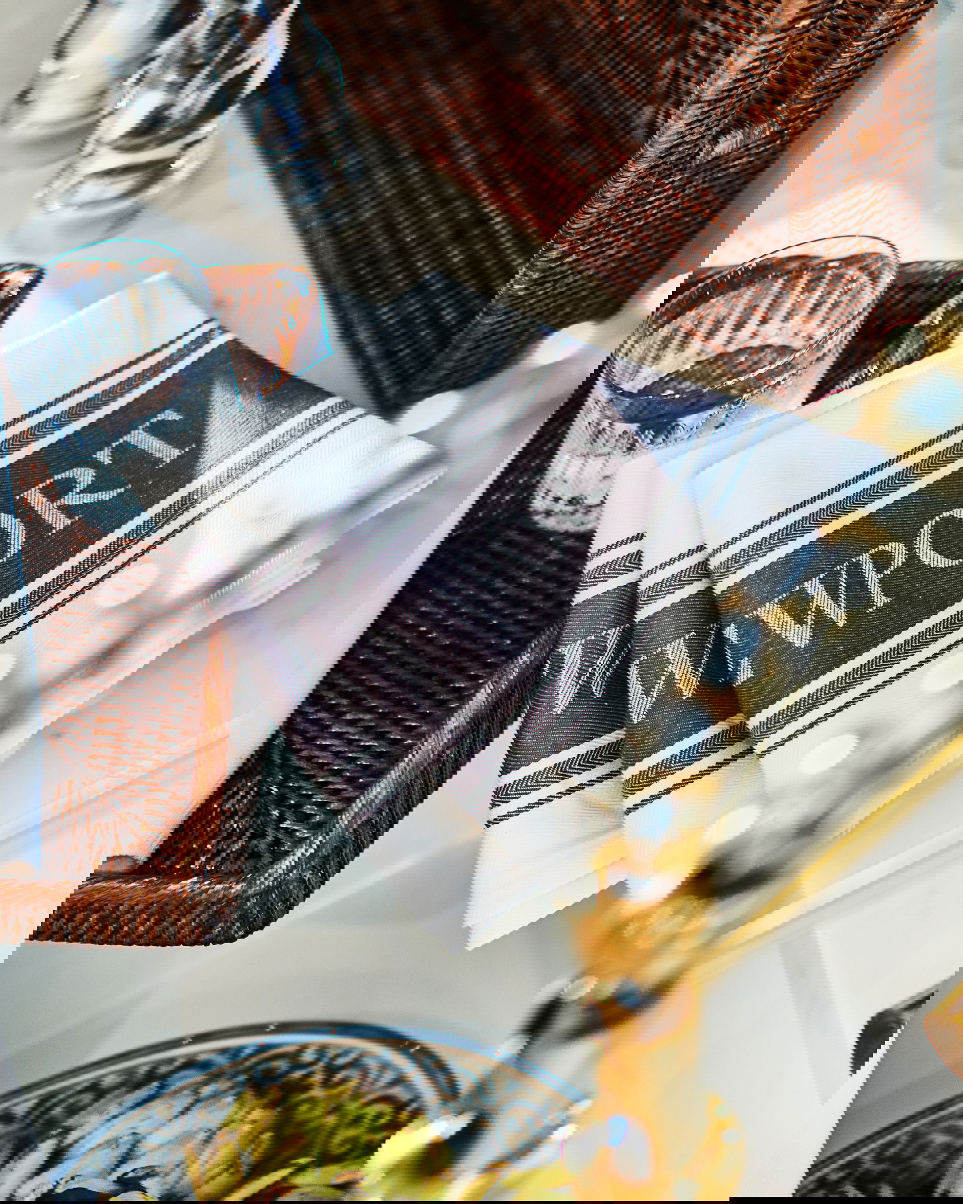 Provence kökshandduk vit/grå