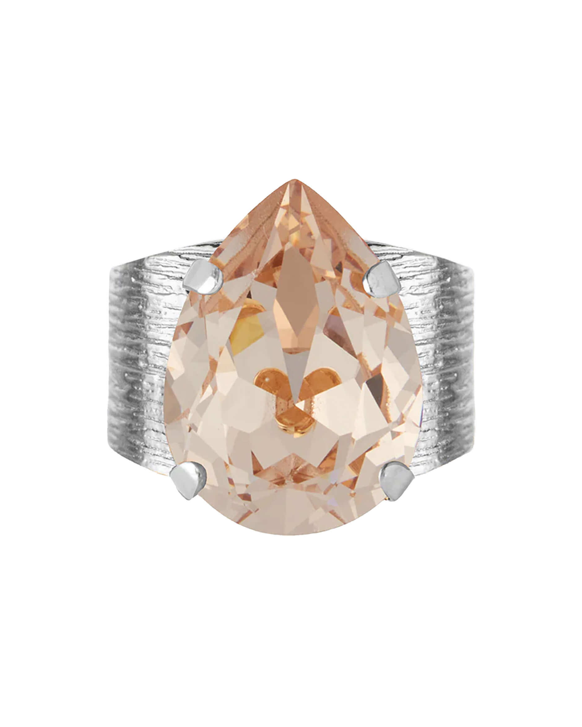 Classic Drop ring silk rhodium