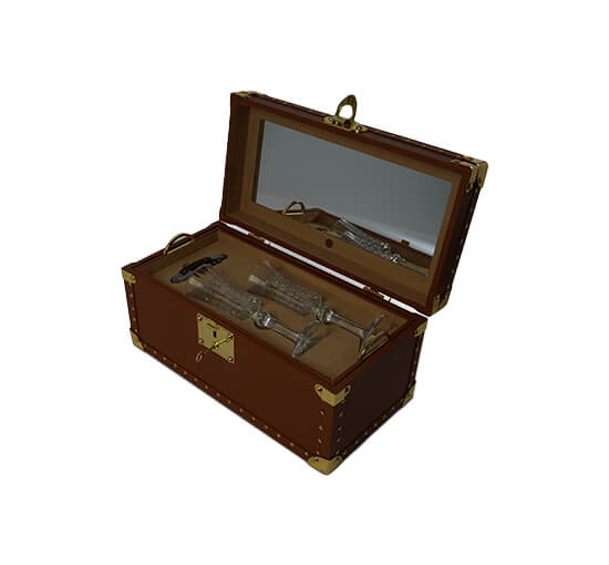 Vinglas förvaringslåda brun