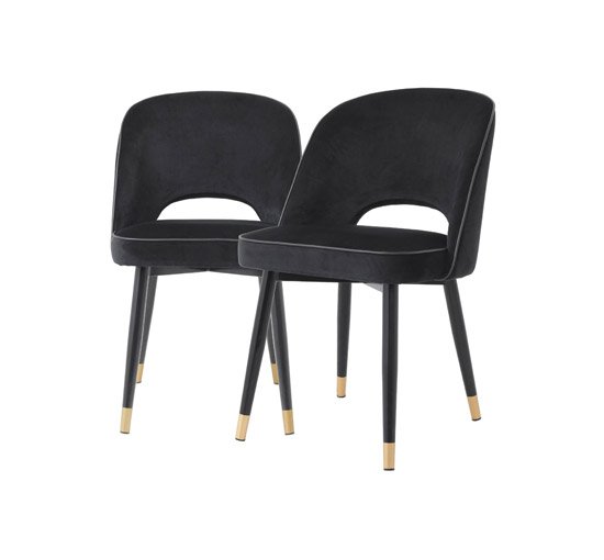 Roche Black Velvet - Cliff dining chairs savona grey