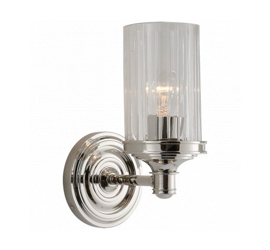Polished Nickel - Ava Single Sconce Bronze with Crystal