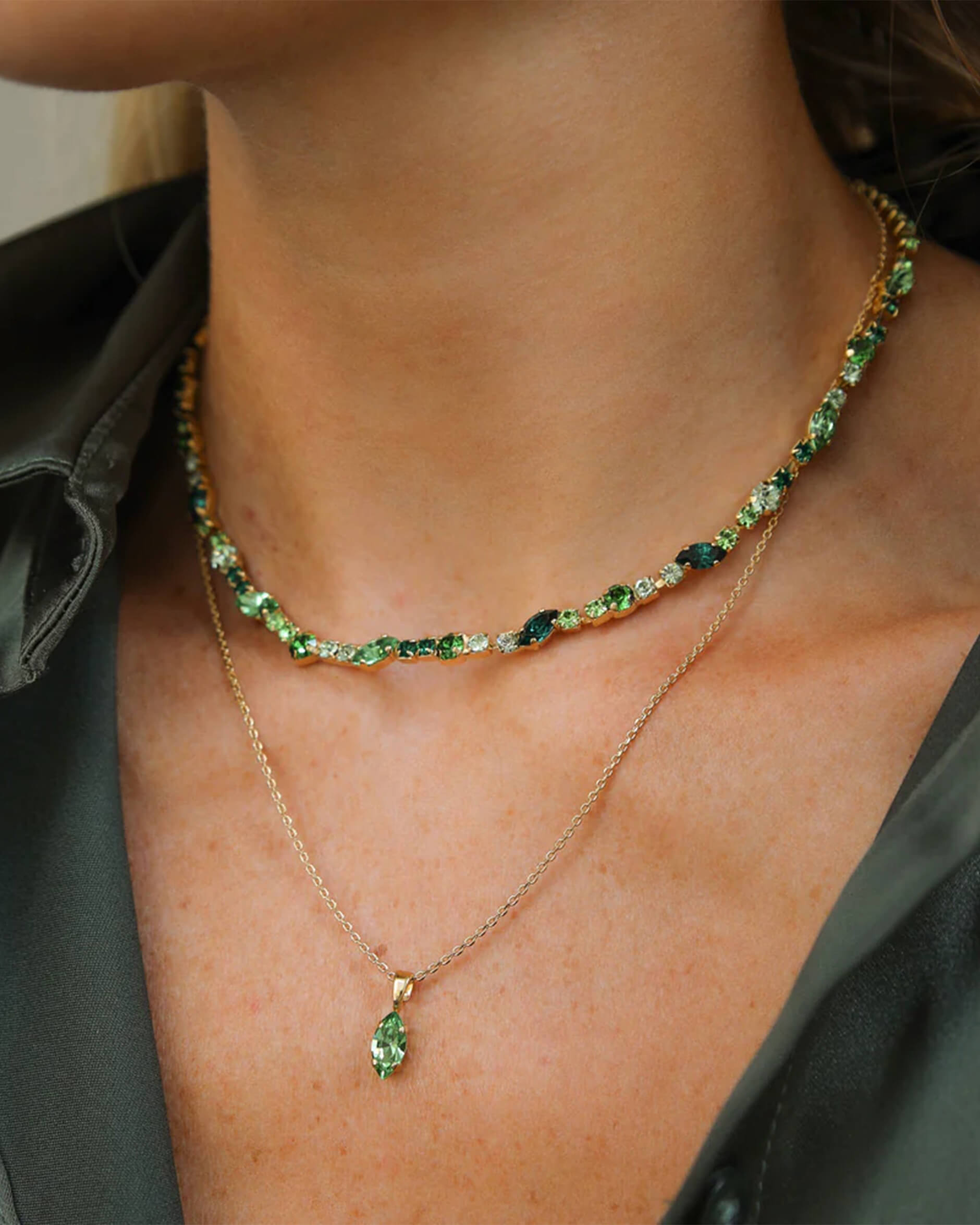 Petite Navette Necklace Peridot