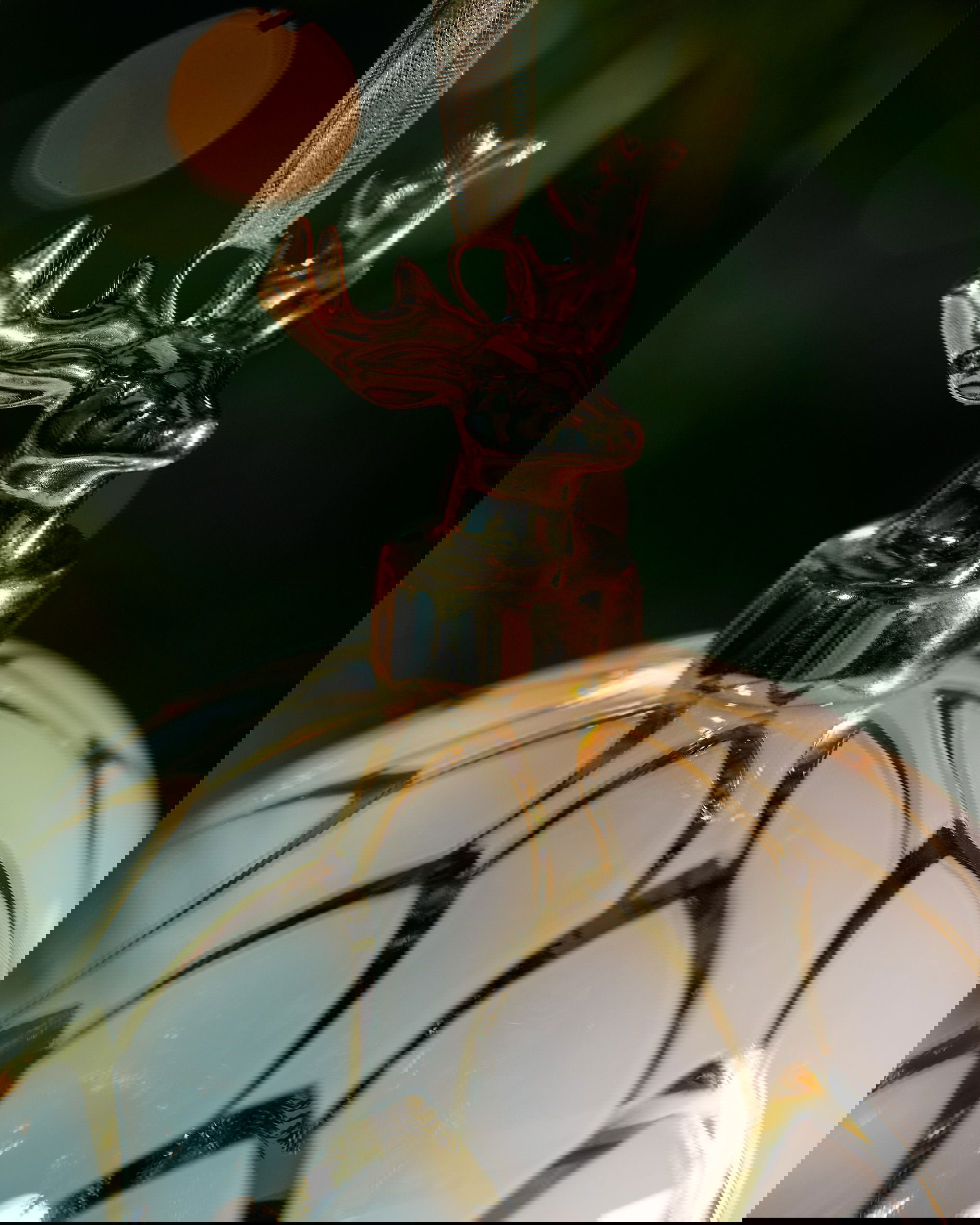 Garden Stag kerstbal groen/wit 10 cm