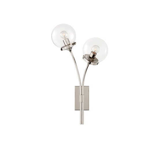 Clear Glass - Prescott Right Sconce Polished Nickel/White Glass