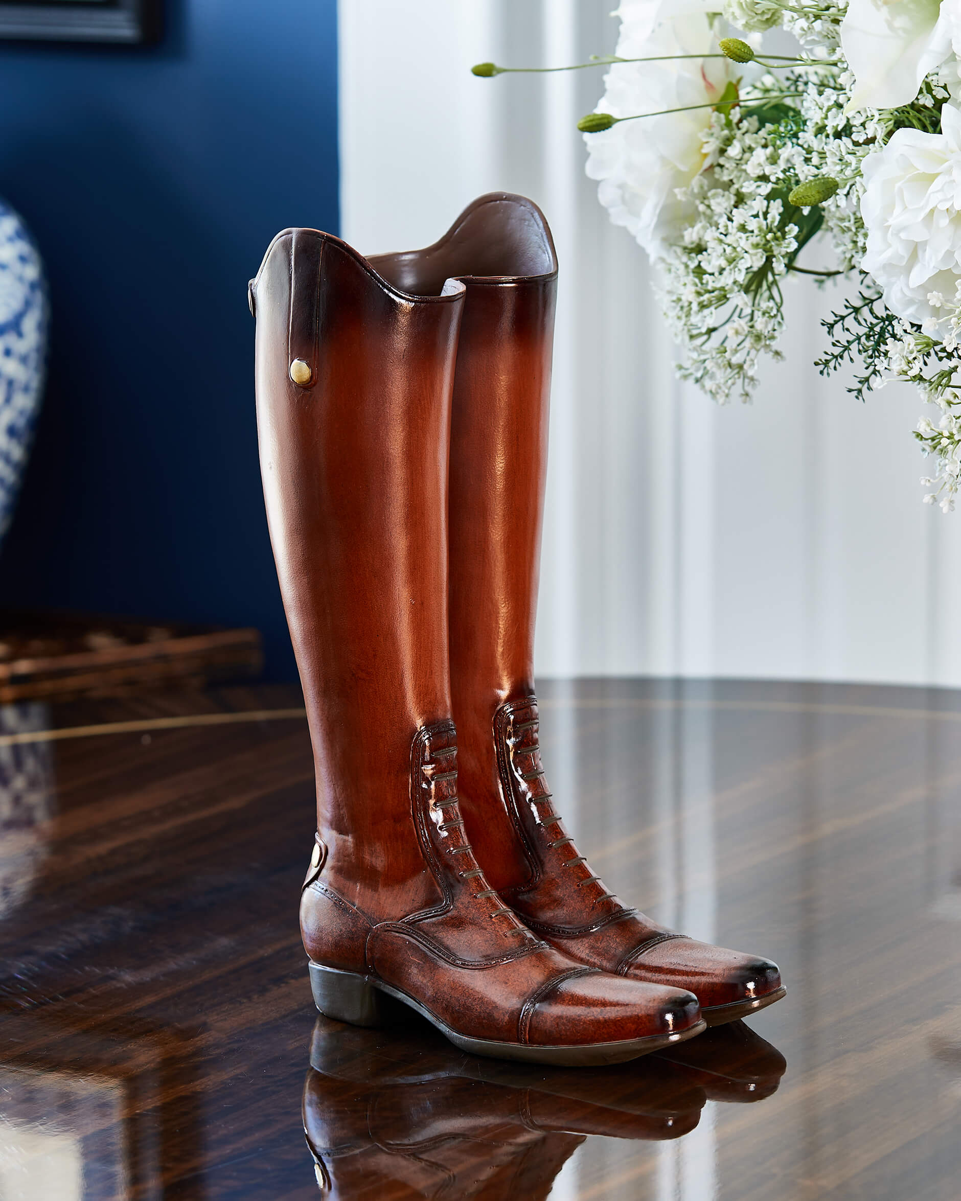 Riding Boots Umbrella Stand Red