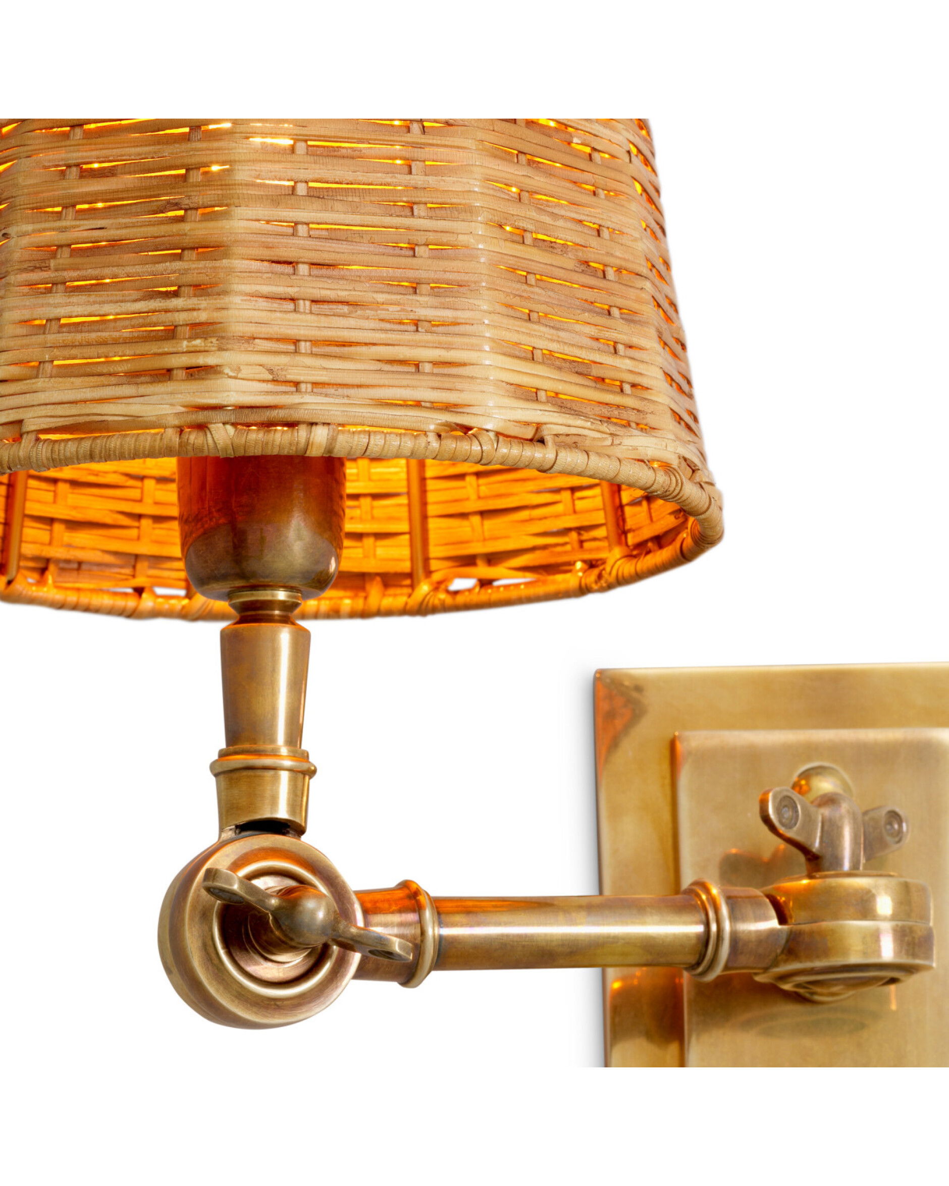 Wentworth Wall Lamp Brass/Rattan