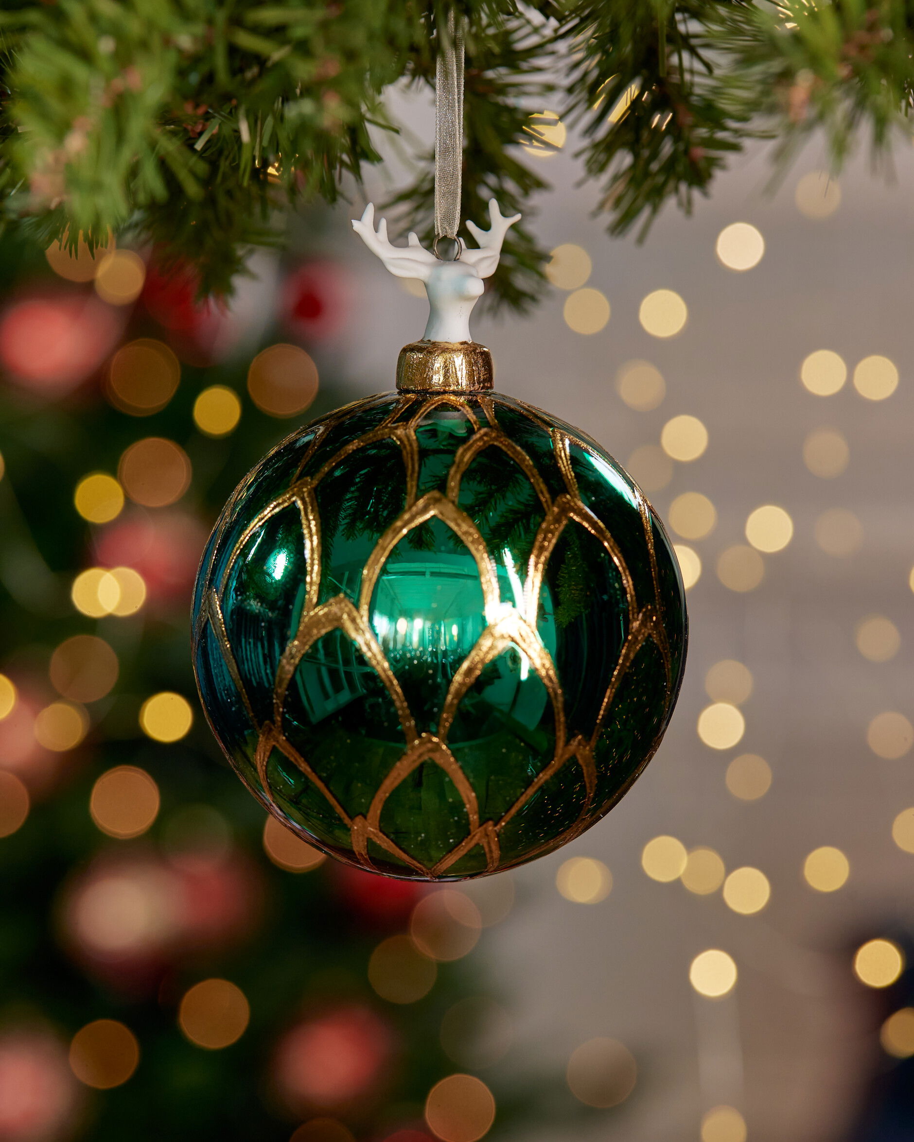 Garden Deer kerstbal groen 10 cm