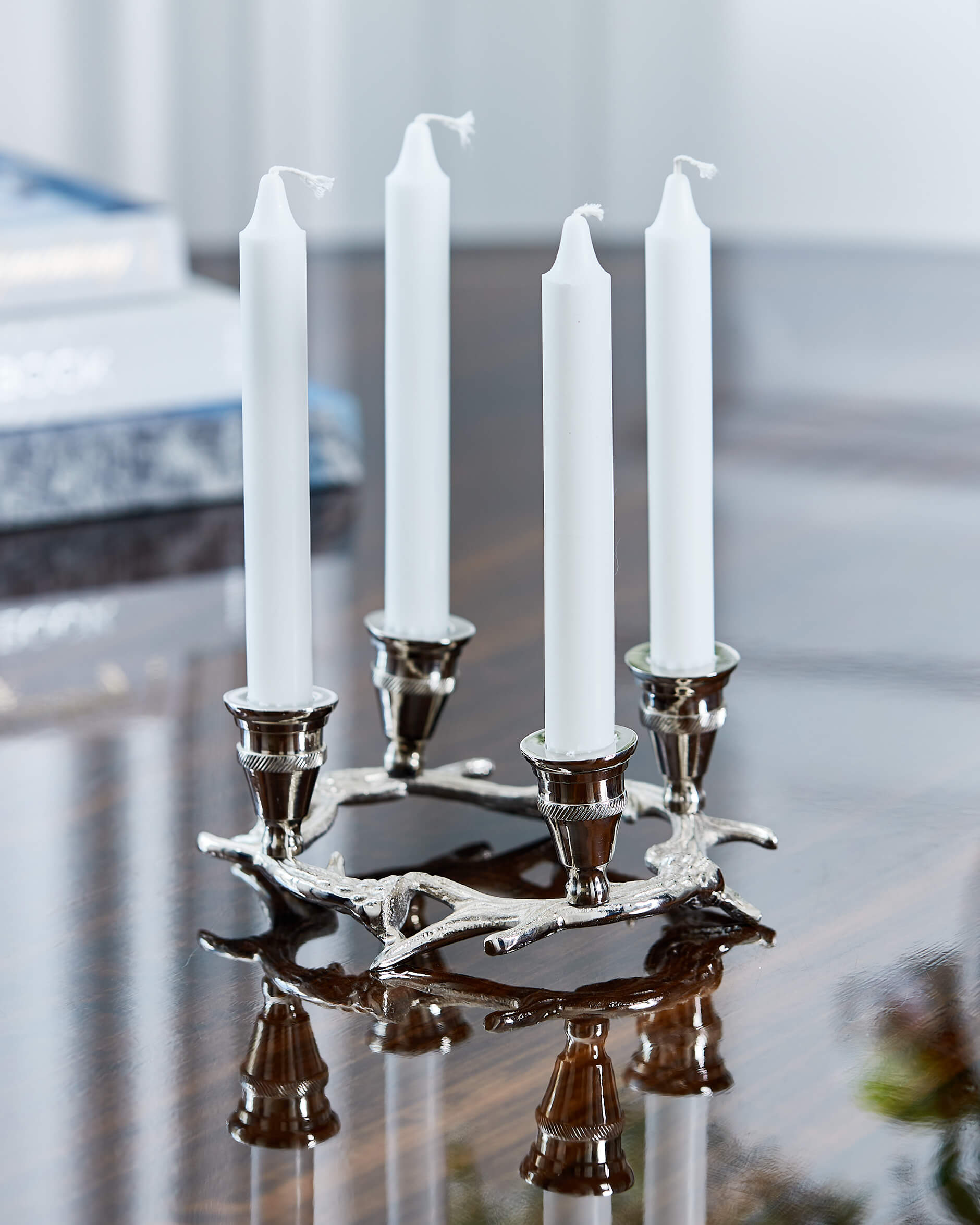 Antler Candle Holder Silver