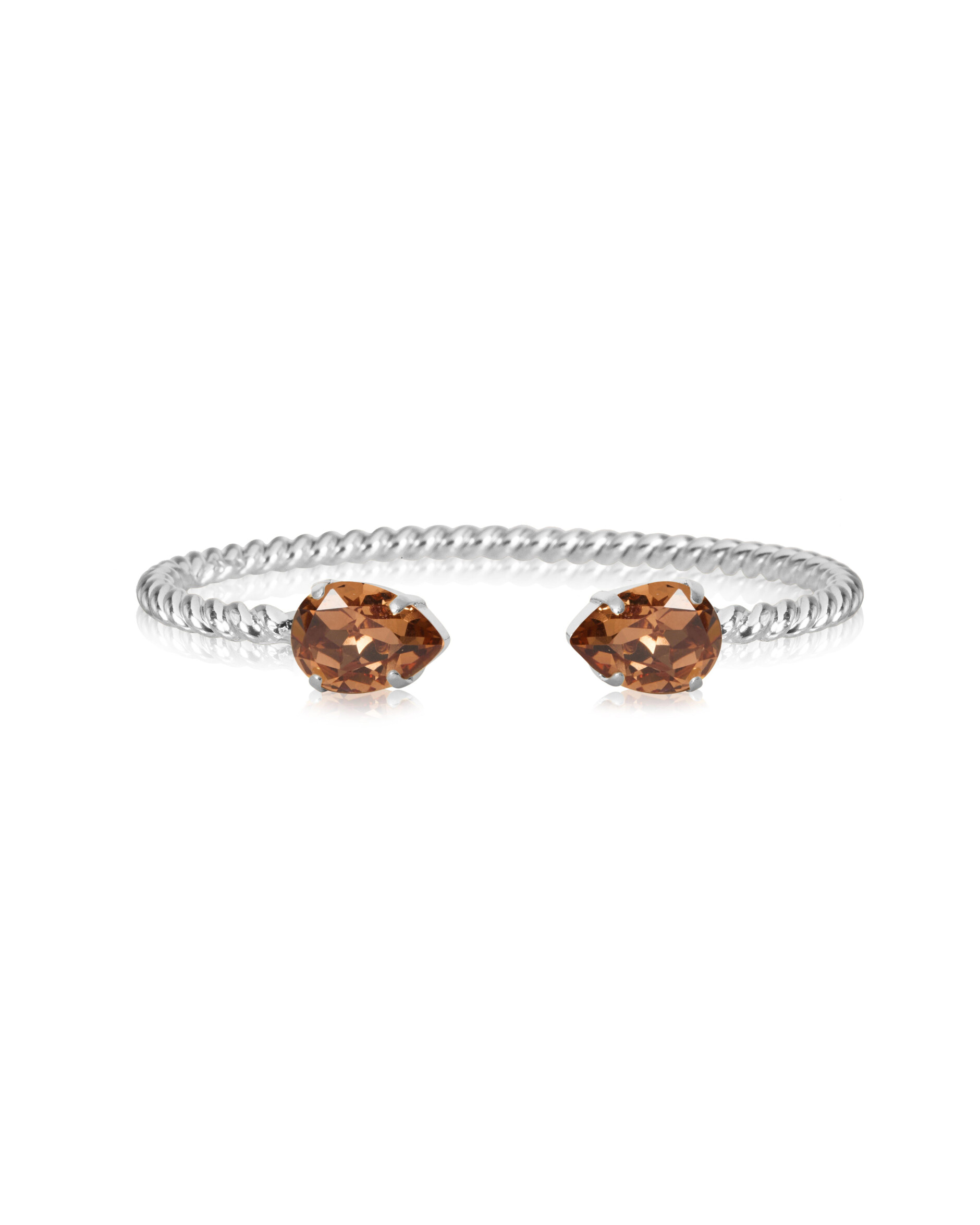 Mini drop armbånd rhodium ReCreated light smoked topaz