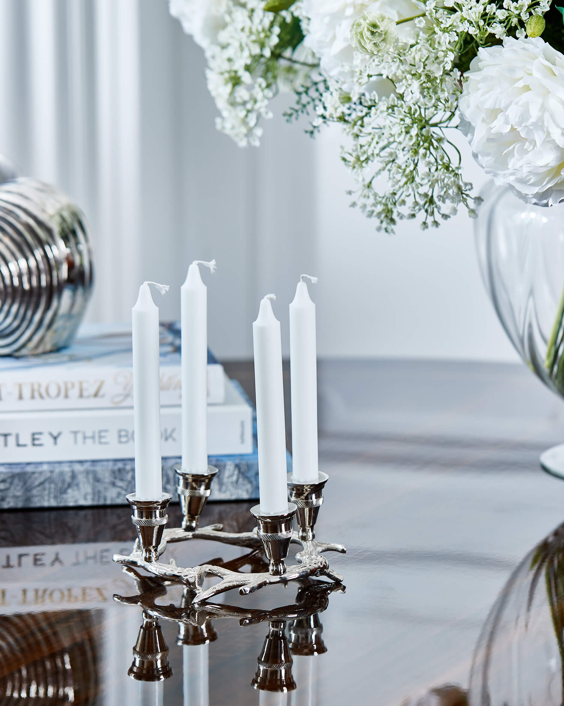 Antler Candle Holder Silver