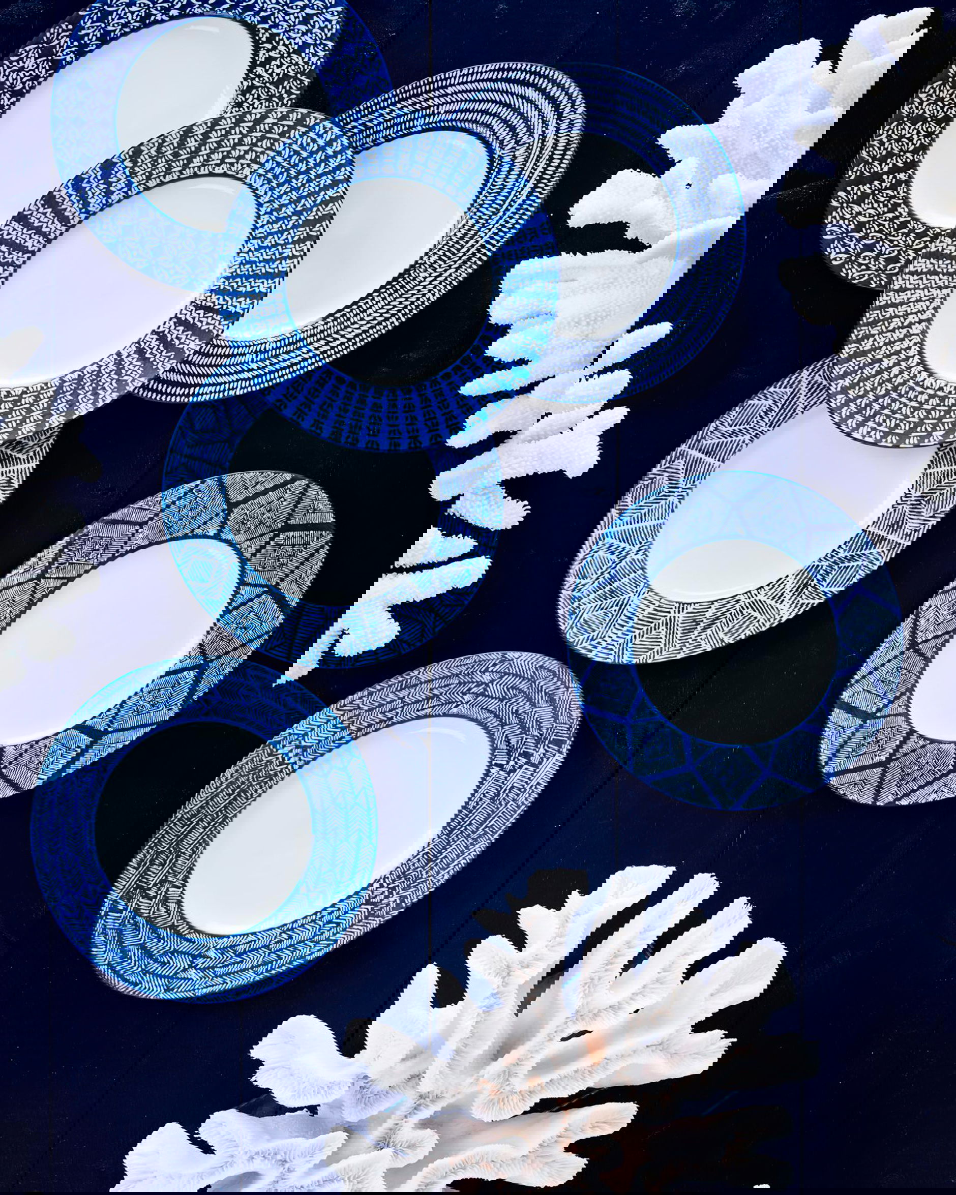 Capri Azzurra assietter blå/vit 6-pack