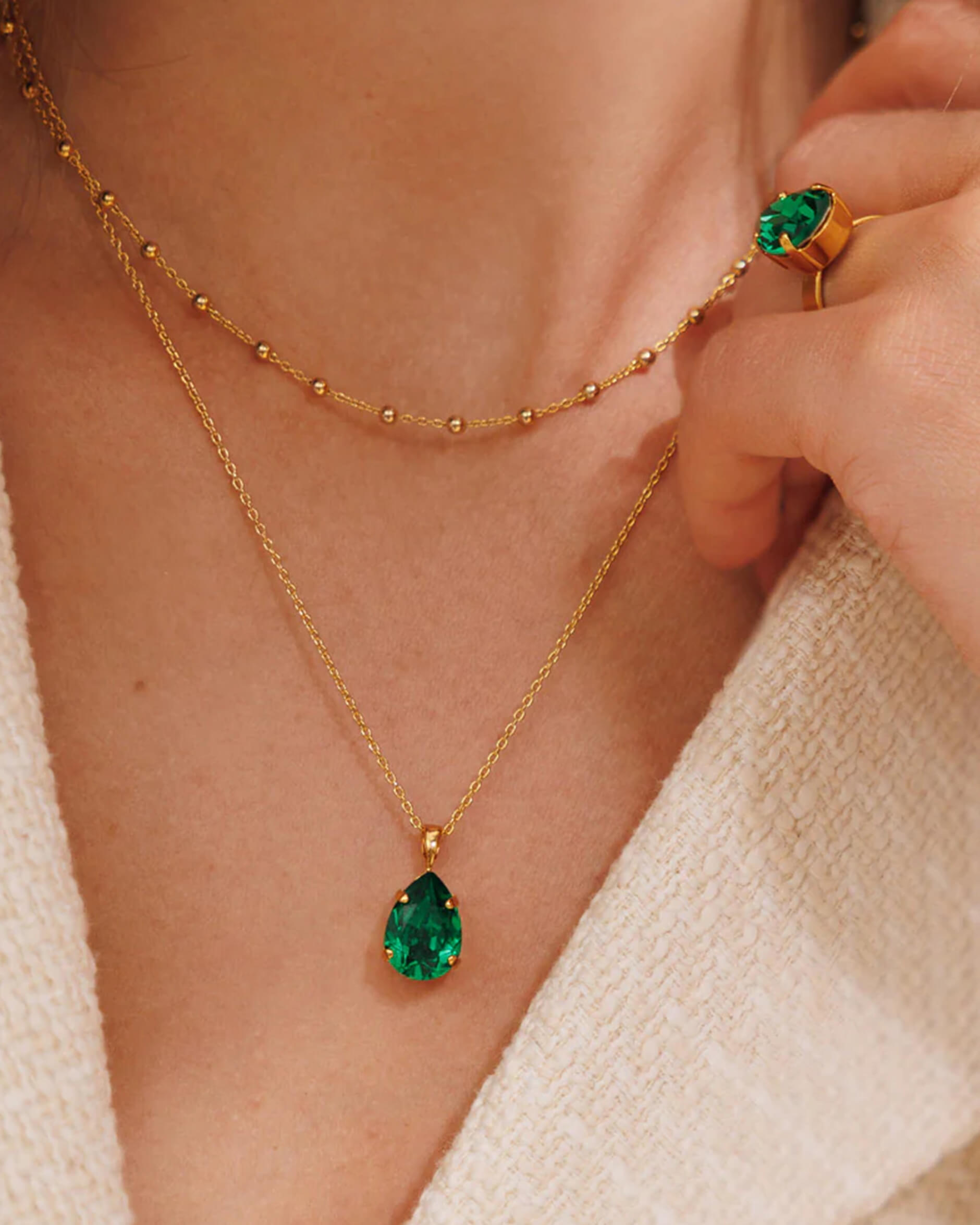 Mini Drop halsband majestic green