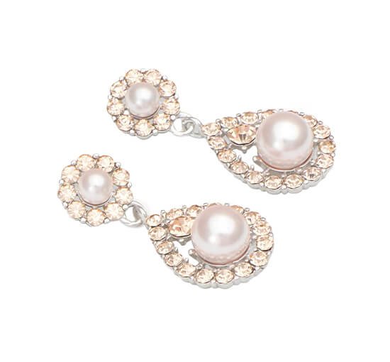 Rosaline - Petite Sofia Pearl Earrings Crystal