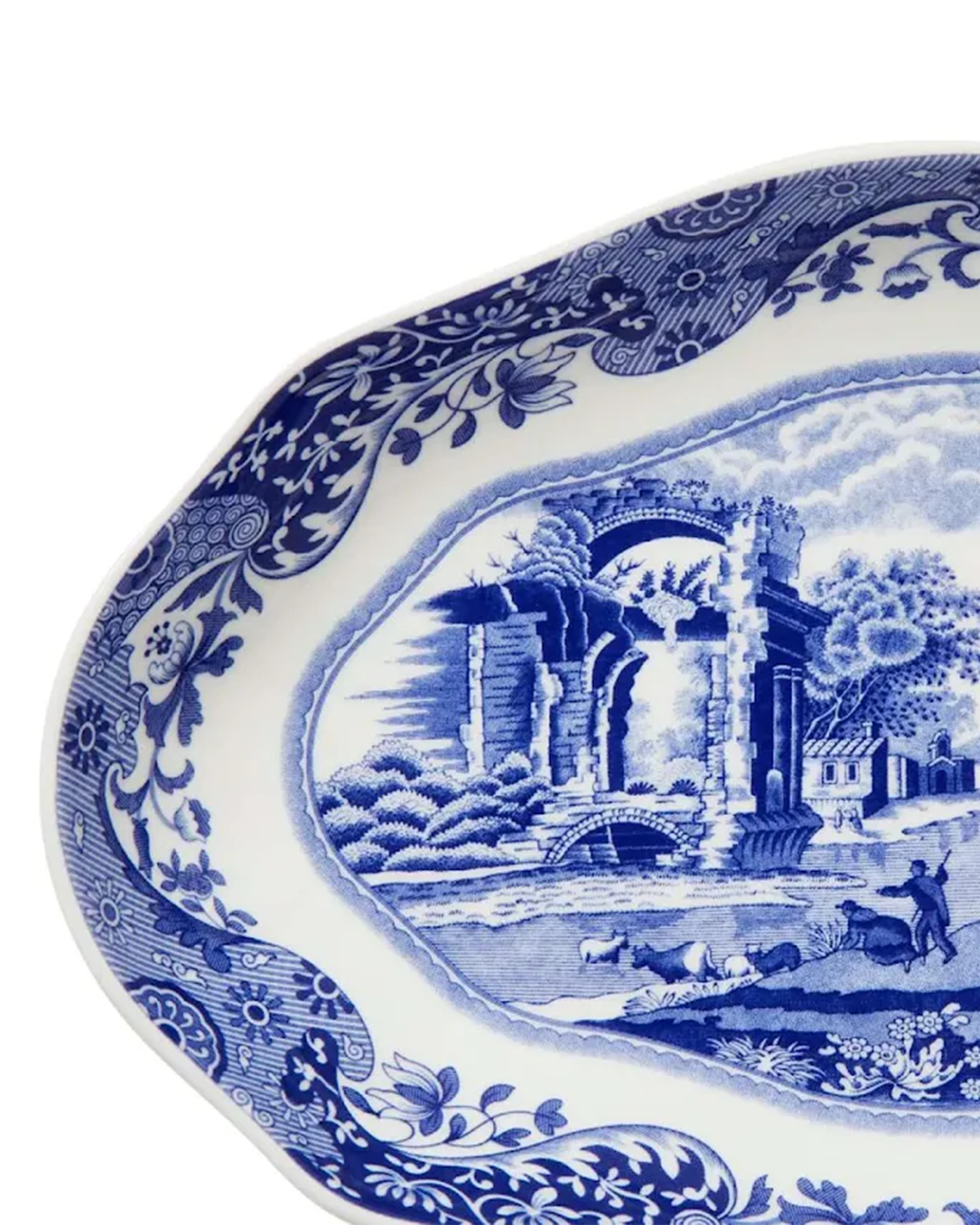 Blue Italian serveerschaal blauw/wit