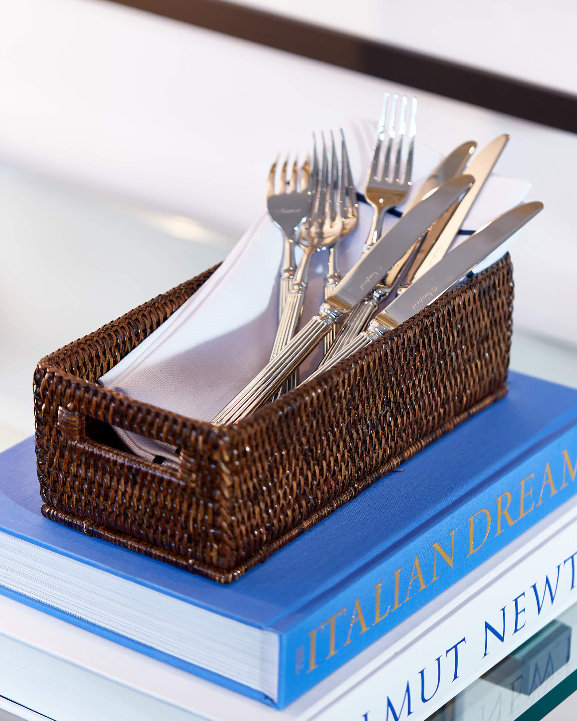 Cognac korg rektangulär rotting