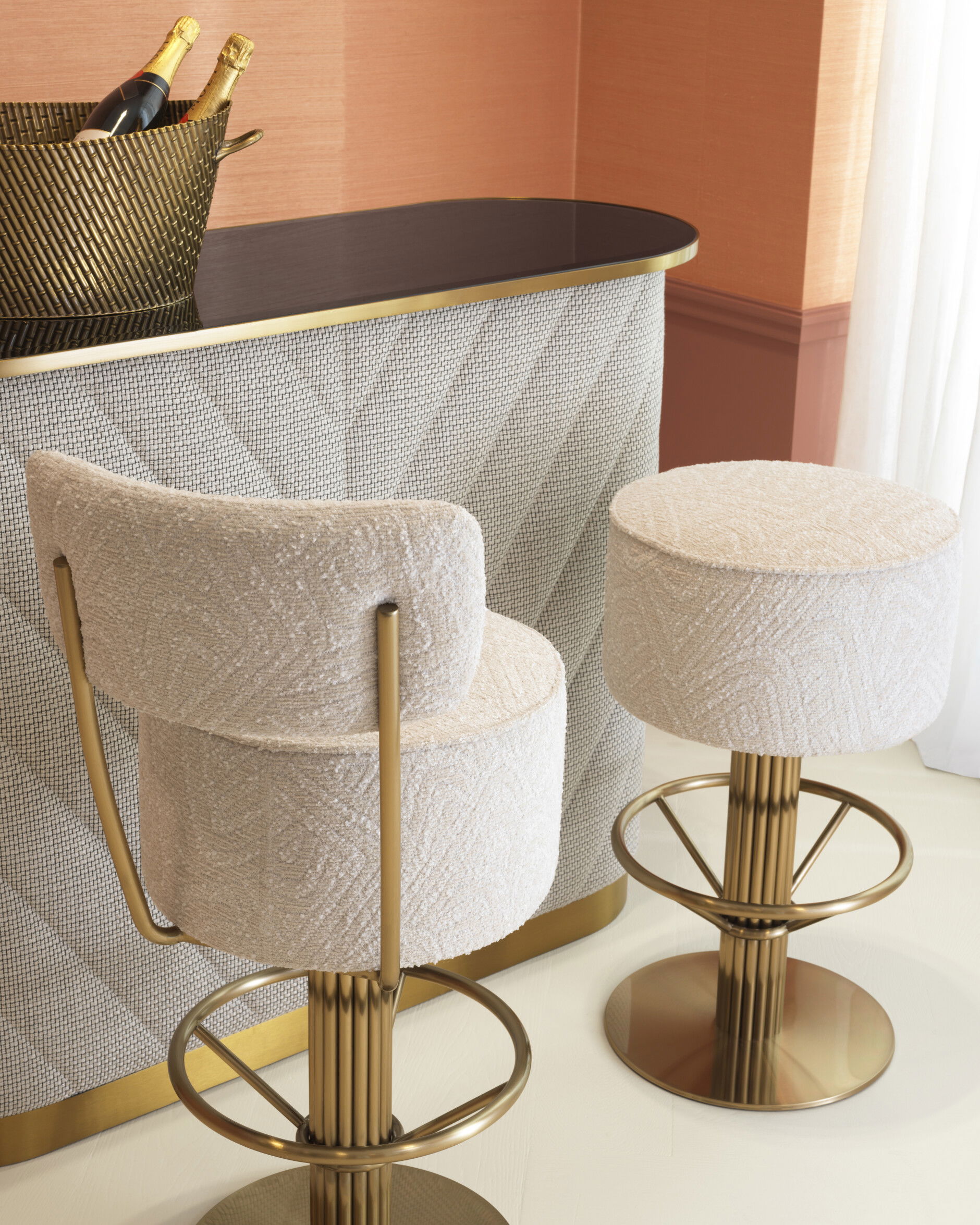 Carleton barkruk cream/messing