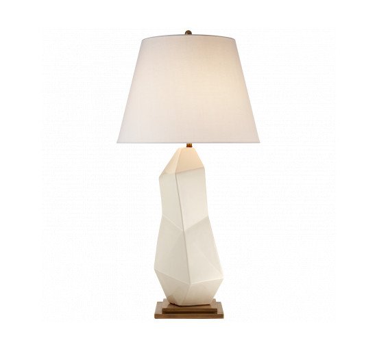 null - Bayliss Table Lamp White Leather Ceramic