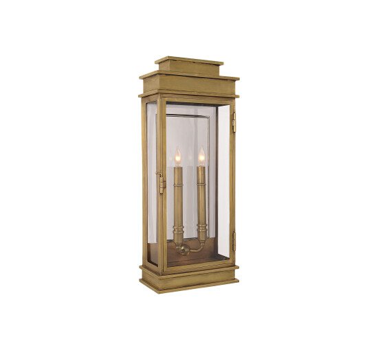 null - Tall Linear Lantern Antique-Burnished Brass
