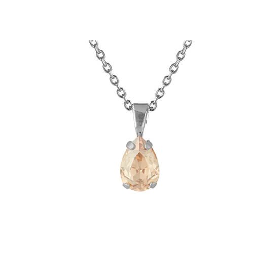 null - Petite Drop Necklace Crystal Rhodium