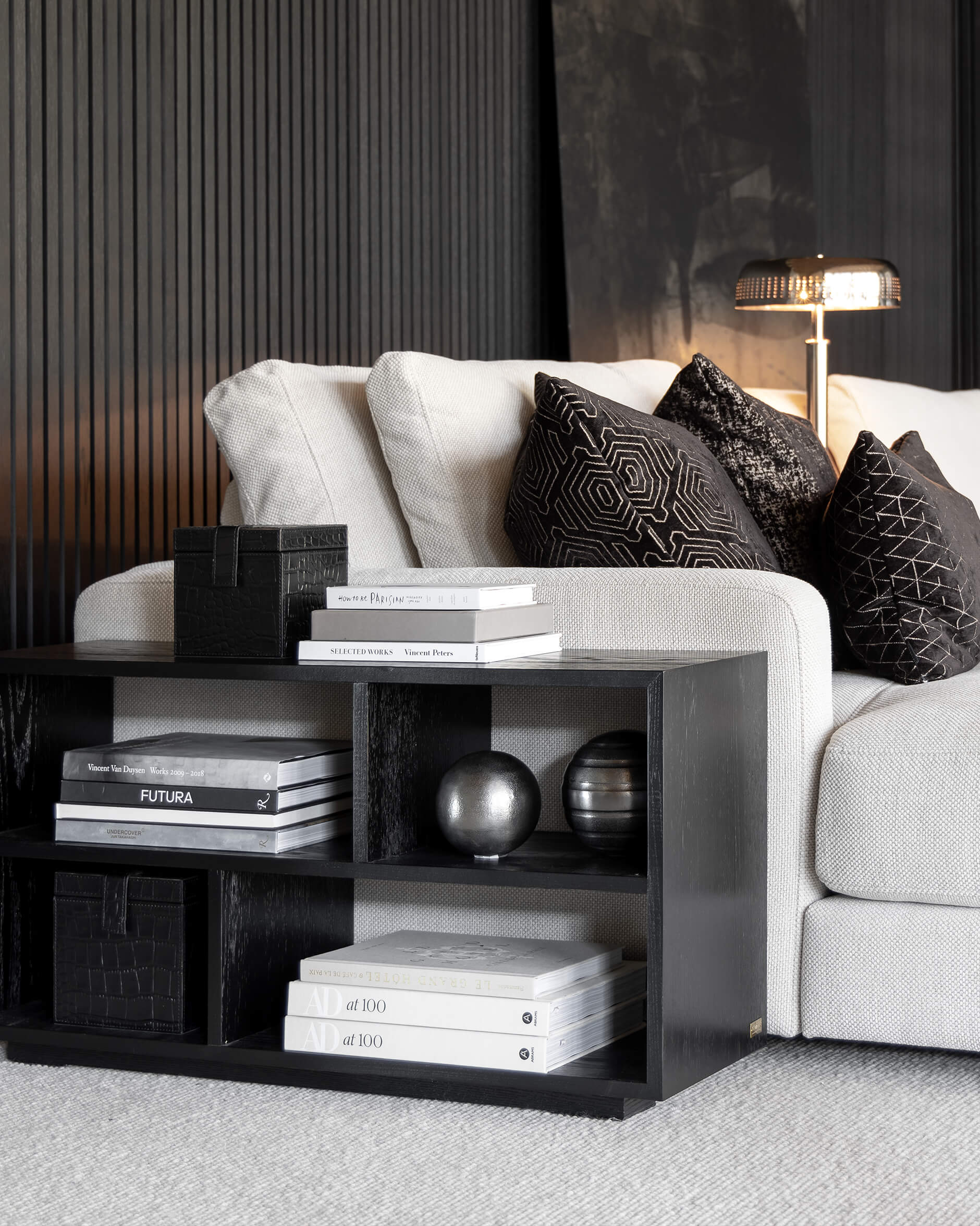 Benito globe dekoration grafit randig