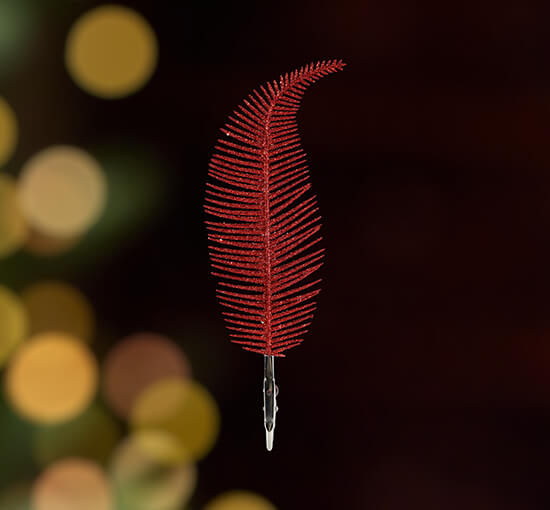 Red - Carrington Feather Ornament Champagne 8-pack