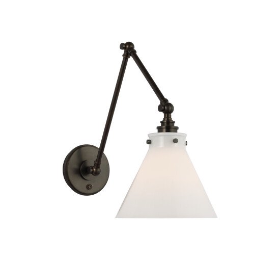 null - Parkington Double Library Wall Light Antique Brass/White