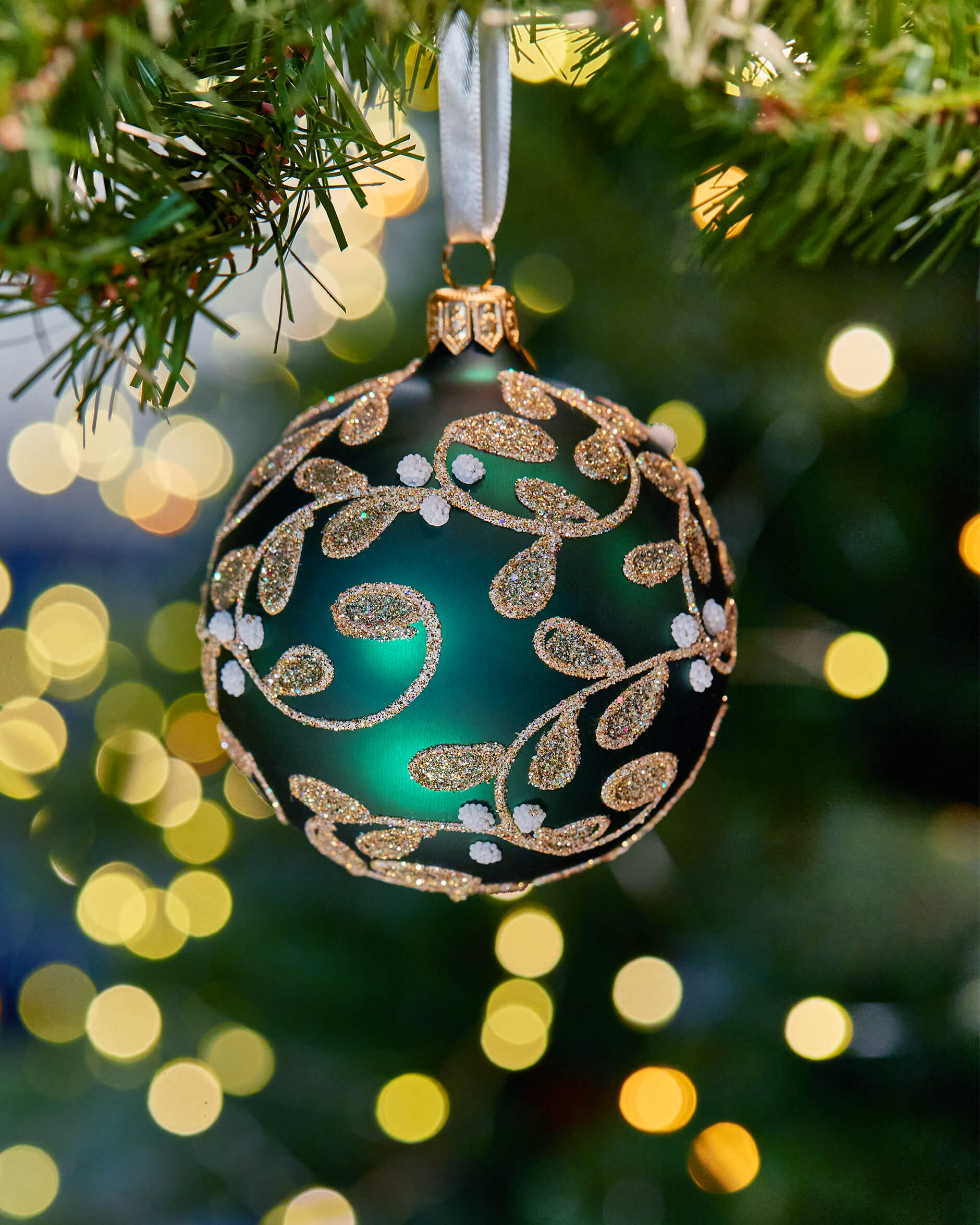 Lux Sparkling Leaves -joulupallo, vihreä