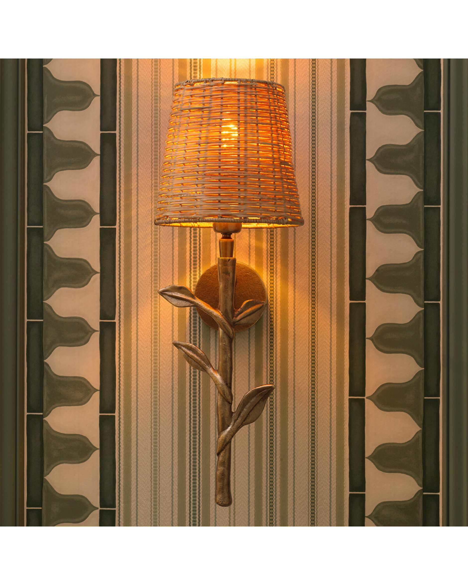 Farini wandlamp messing / rotan