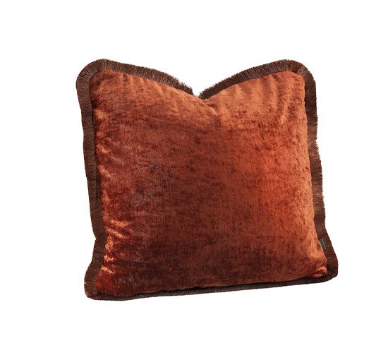 Rosso - Garda Velvet cushion cover fringes rosso