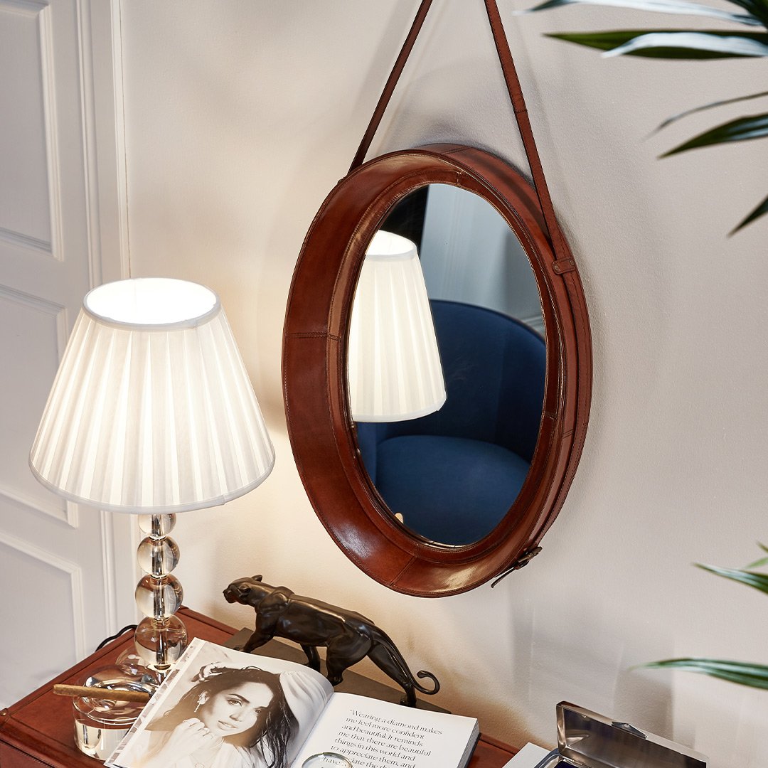 Kensington wall mirror leather oval