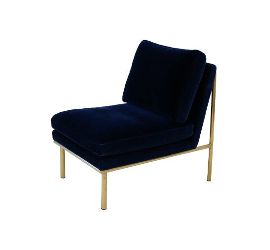Midnight Blue - April lounge chair ivory / brass