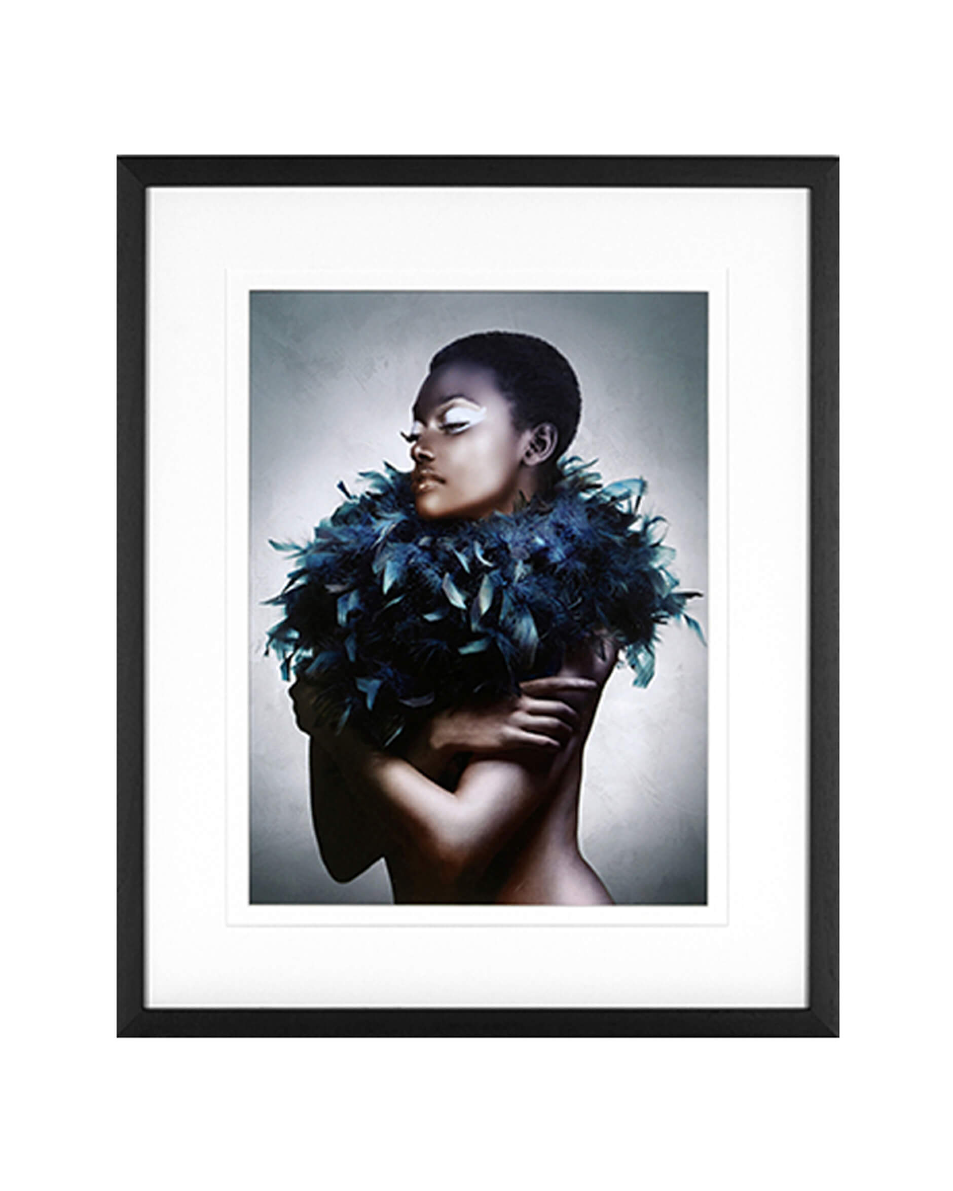 Woman with feather scarf