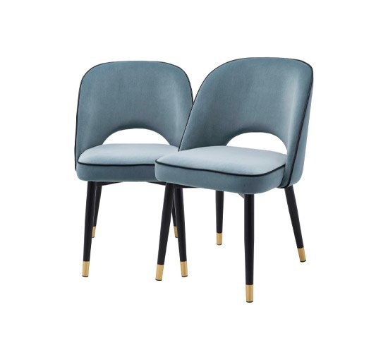 Roche Blue velvet - Cliff dining chairs savona grey