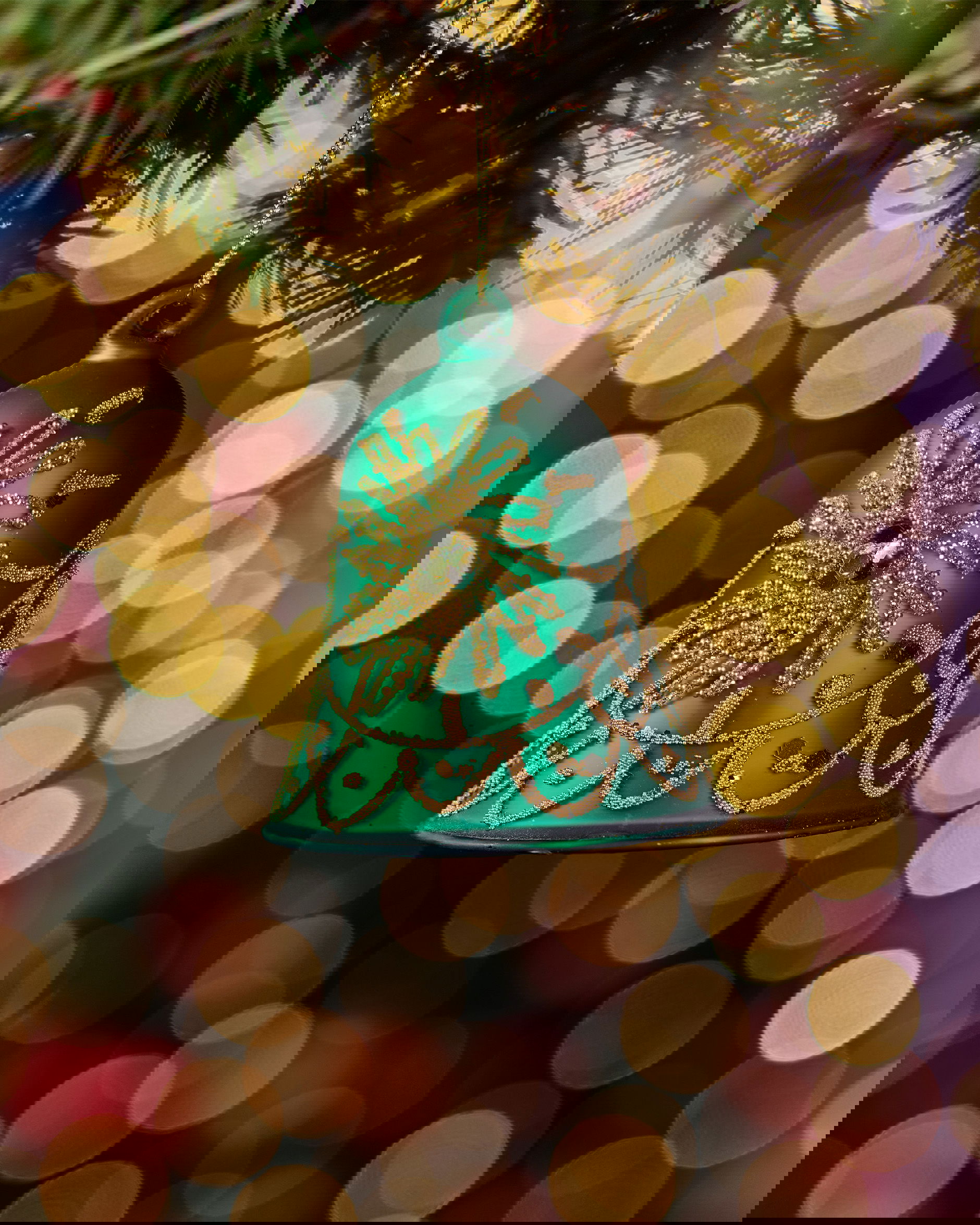 Eloise klok kerstboomdecoratie groen/goud