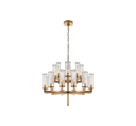 Antique-Burnished Brass - Liaison Double Tier Chandelier Polished Nickel